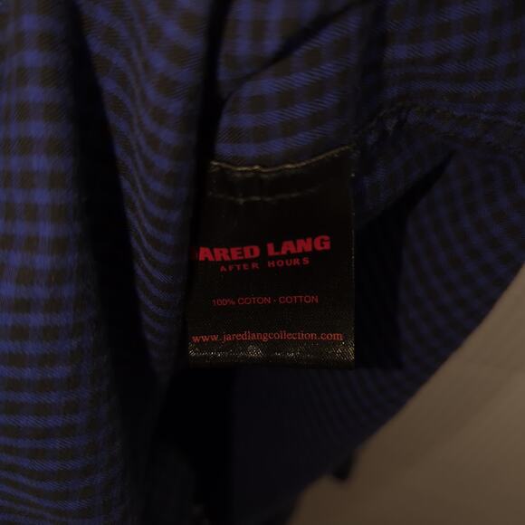 Jared Lang After Hours Slim Fit Shirt Large Blue Black Check Long Sleeve Turkey - Picture 5 of 8